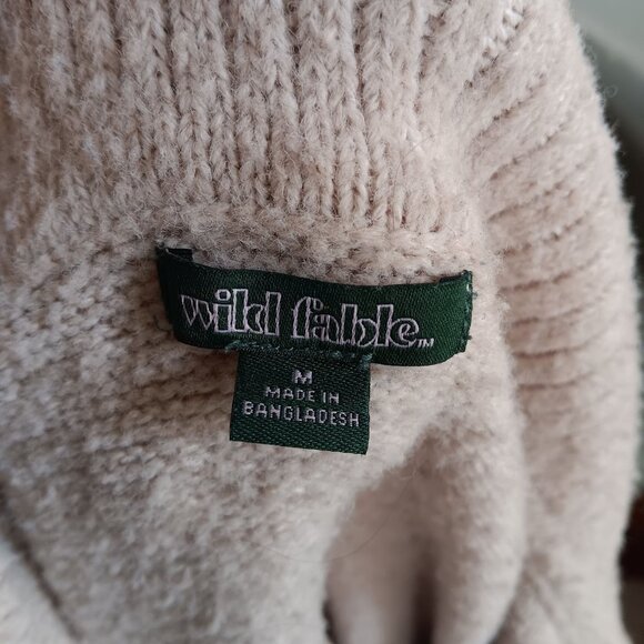 Vintage Men's Medium Sweater Wild Fable 90's Boucle Knit Pullover Beige - Picture 5 of 5